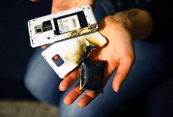Baterie pentru telefon explozată