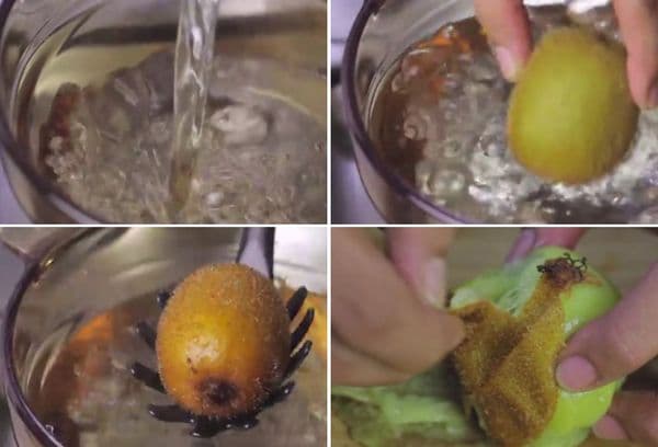 Curățarea kiwi cu apă clocotită