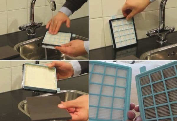 Spălarea unui filtru de aspirator murdar