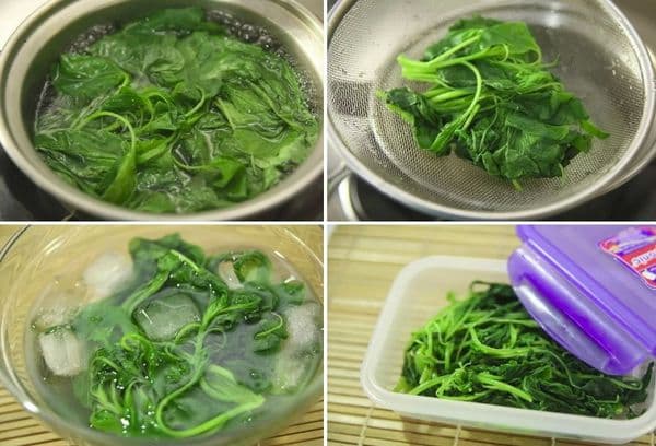 Blanching spanac