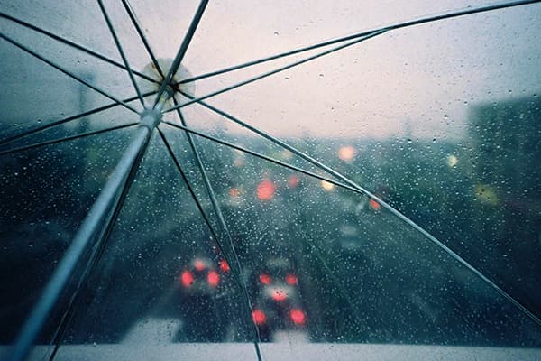 Umbrelă transparentă cu picături de apă